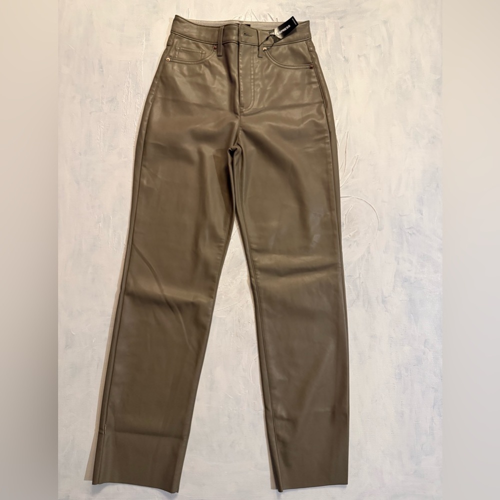 Express Taupe Leather Pants